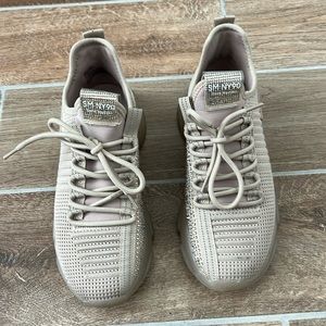 Steve Madden NY 90 neutral colored sneakers with rhinestones! Like new!